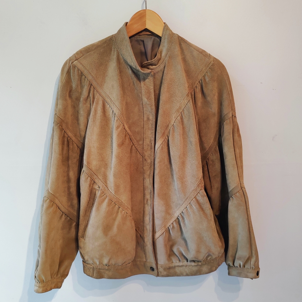 Finnish Vintage Grey Suede Bomber Jacket M